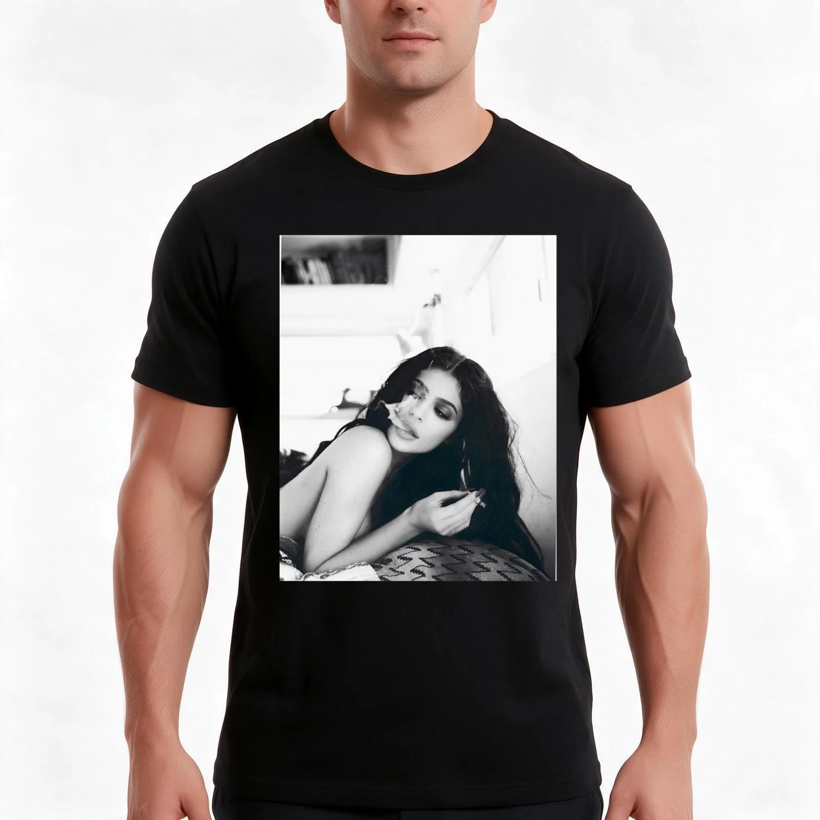 kylie jenner T-Shirt, Summer Casual Cotton Tee, Oversized Streetwear Tops, Vintage Graphic Print, Loose Fit Short Sleeve