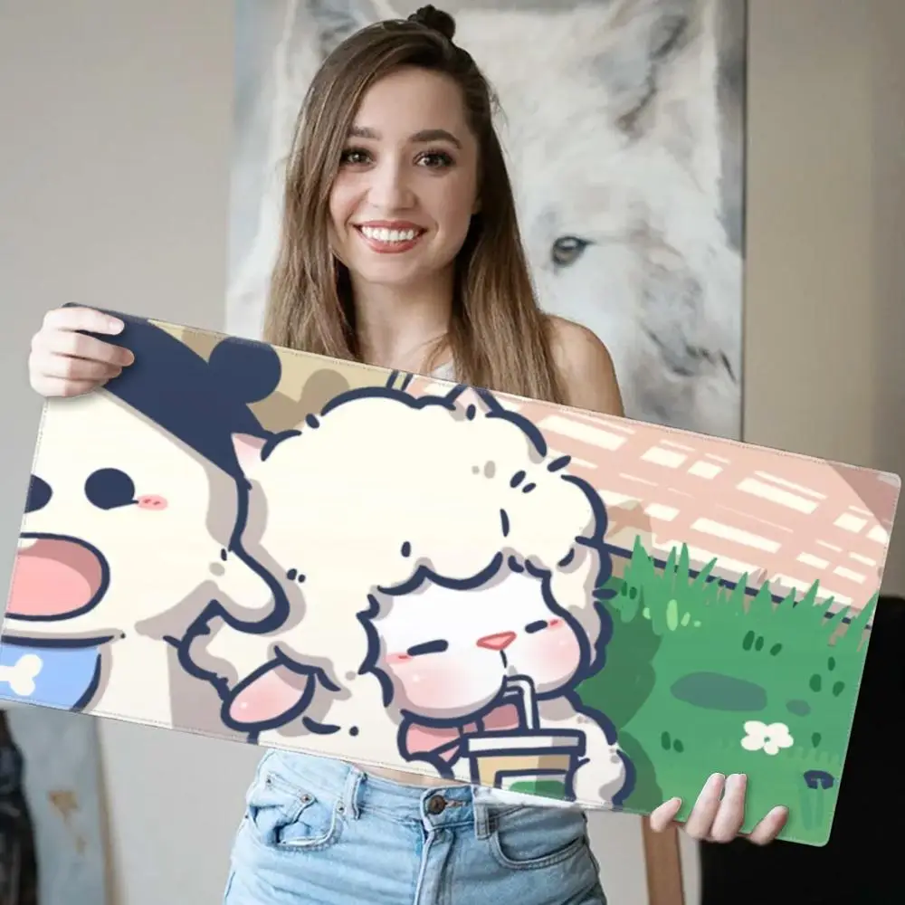 MousePad Cute Rabbit Animal Mouse Pad Kawaii Desk Mat Office Accessories Light Mousepad Pc Gamer Cabinet Mausepad