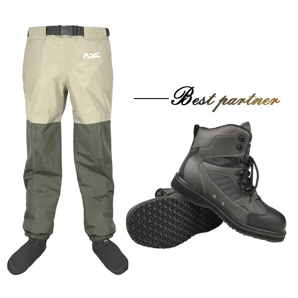 Fly Fishing Waders, Waterproof Fishing Waders, Rubber or Felt Sole Fishing Boots, Waist Waders, Hunting Reef Rock Fishing Shoes