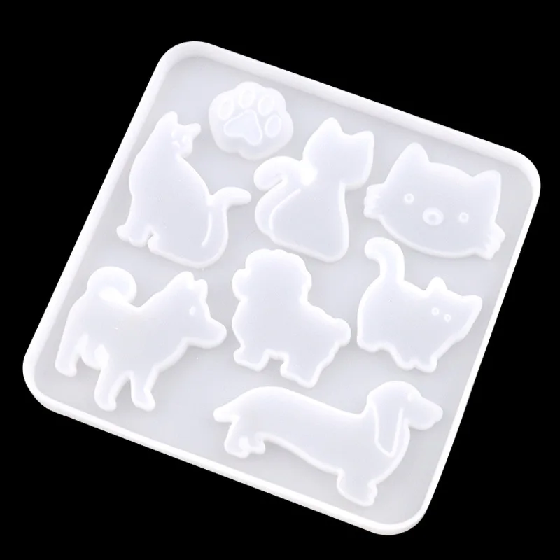 Pet Cat and Dog DIY Silicone Mold Handmade Earrings Keychain Gypsum Crystal Dropper Mould XG735