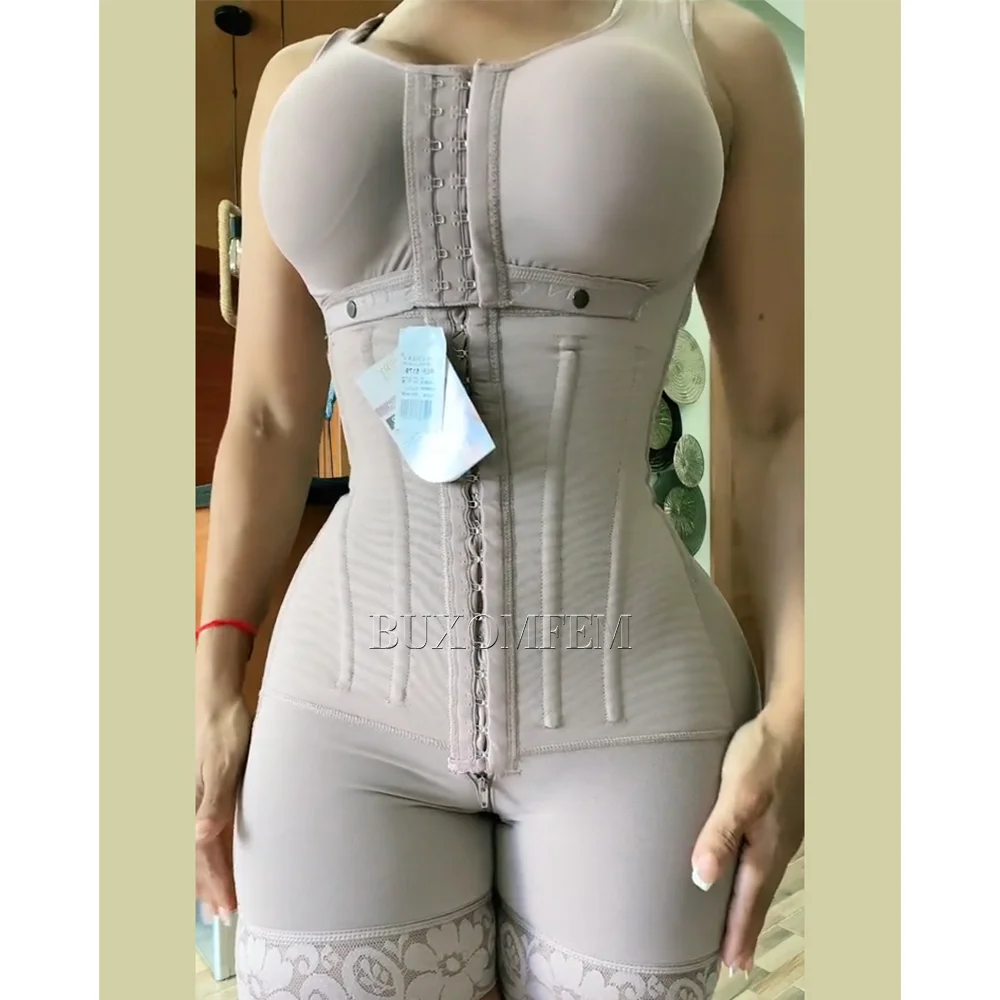 

Highly Compressed Tight Breasted Jumpsuit Sleeveless Shapewear with Chest Wrap Adjustable Postpartum Belly Wrap Fajas with Bra