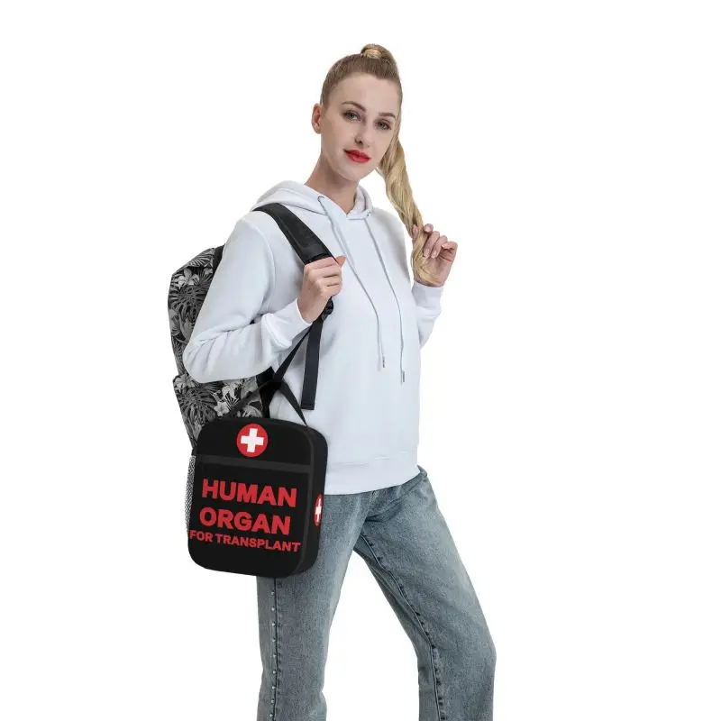 Funny Human Organ for Transplant Insulated Lunch Bag Reusable Waterproof Thermal Oxford Bento Tote Bags for Work Travel Picnic