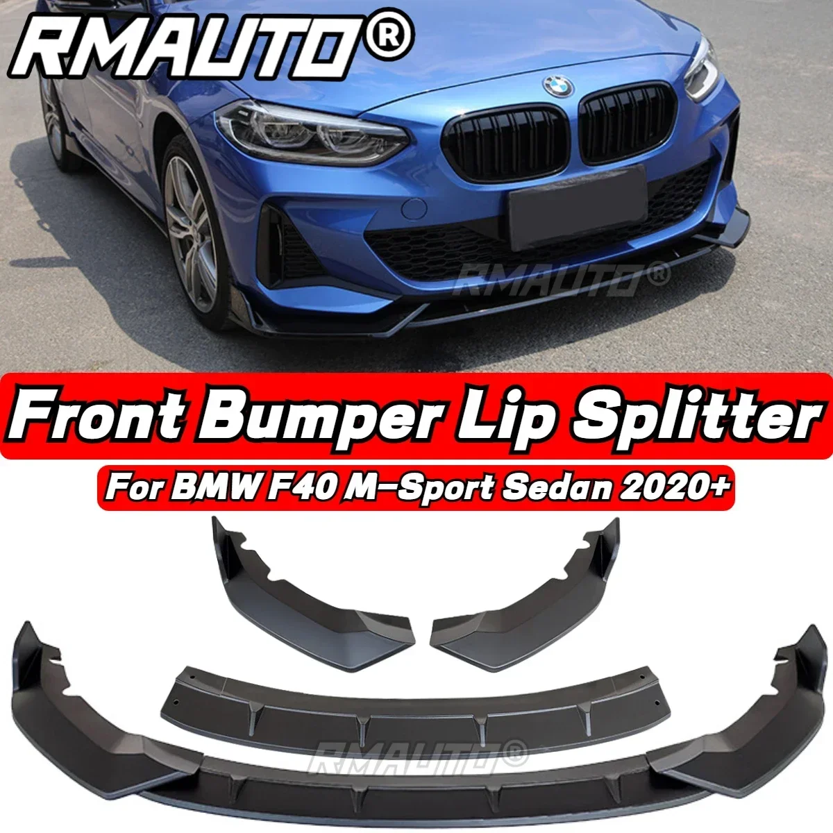 

3Pcs Car Front Bumper Lip Diffuser Spoiler Bumper Guard For BMW 1 Series F40 M-Sport Sedan 2020+ Car Accessories Exterior Part