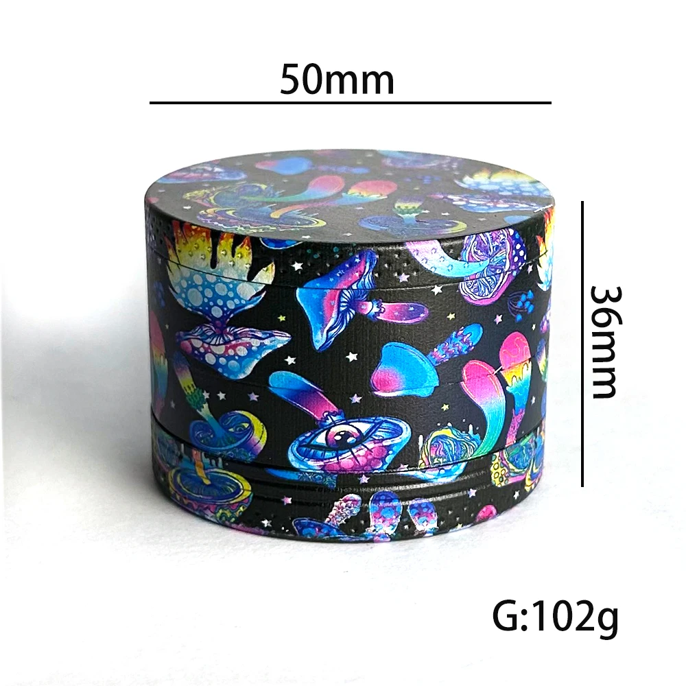 50MM Metal Herb Grinder Mushroom Pattern 4 layer Cigarette Spice Crusher Mill Cartoon Tobacco Grinder Smoking Accessories