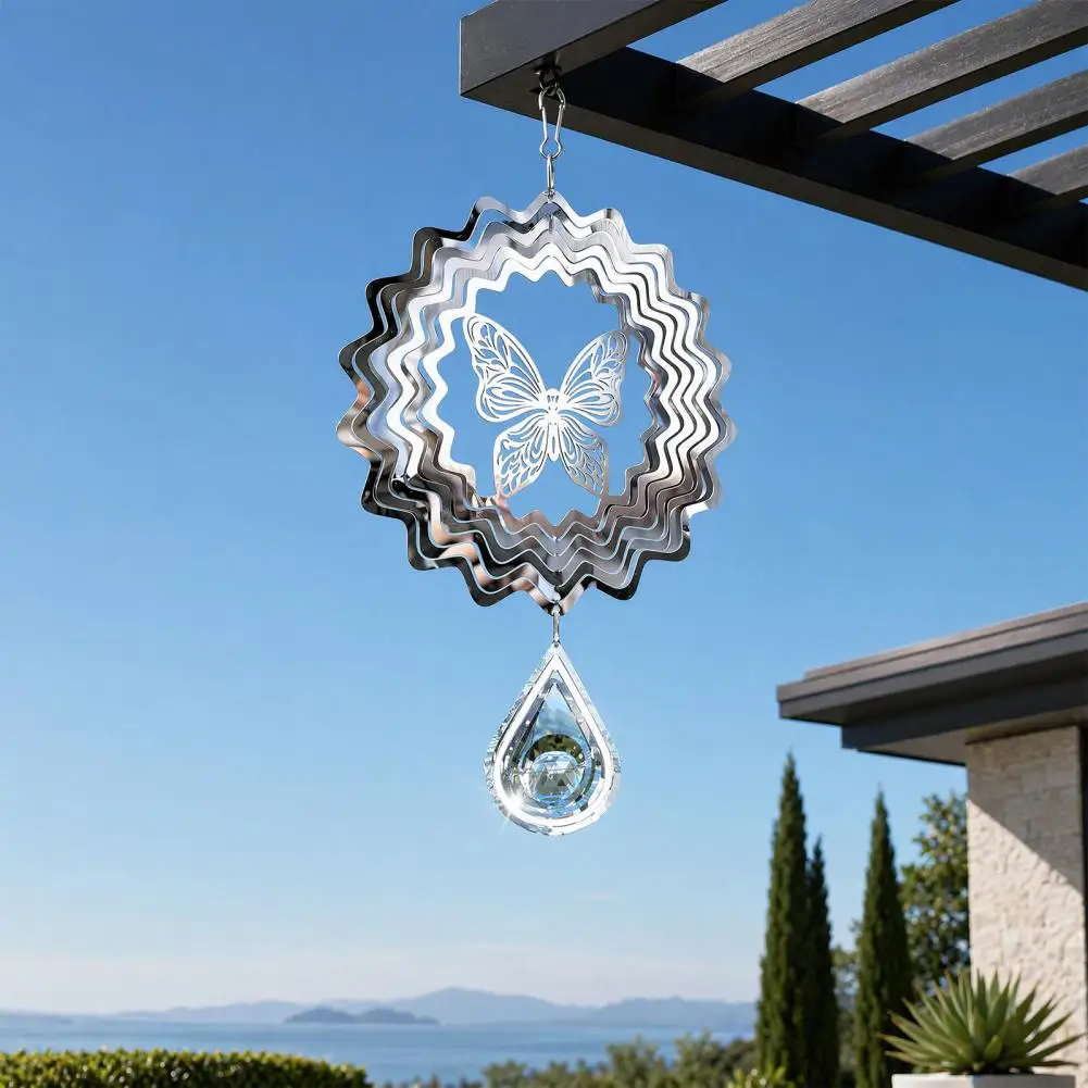 Stainless Steel Pendant Stainless Steel Reflective Wind Spinners Outdoor Garden Decor Sparkly Metal Butterfly Spinner for Yard