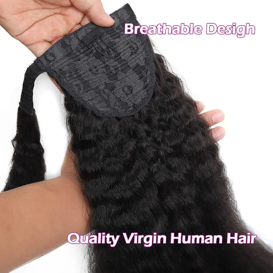 Cola de caballo 100G de cabello humano Remy liso para envolver, extensión de cola de caballo de 10"-32" para mujer 6