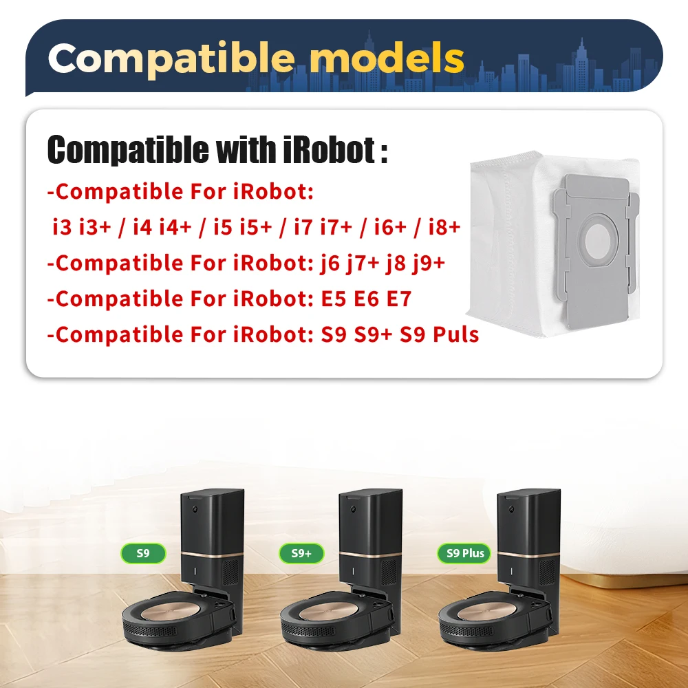 Dust Bags for IRobot Roomba I3 I4 I5 I7 E5 E6 E7 S9 Series Robot Vacuum Cleaner Accessories Replacement Garbage Bags Spare Parts