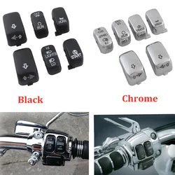 Motorcycle Accessory Hand Control Switch Caps Button Covers Kit Chrome Black For Harley Sportster 883 VRSC Softail Dyna Touring
