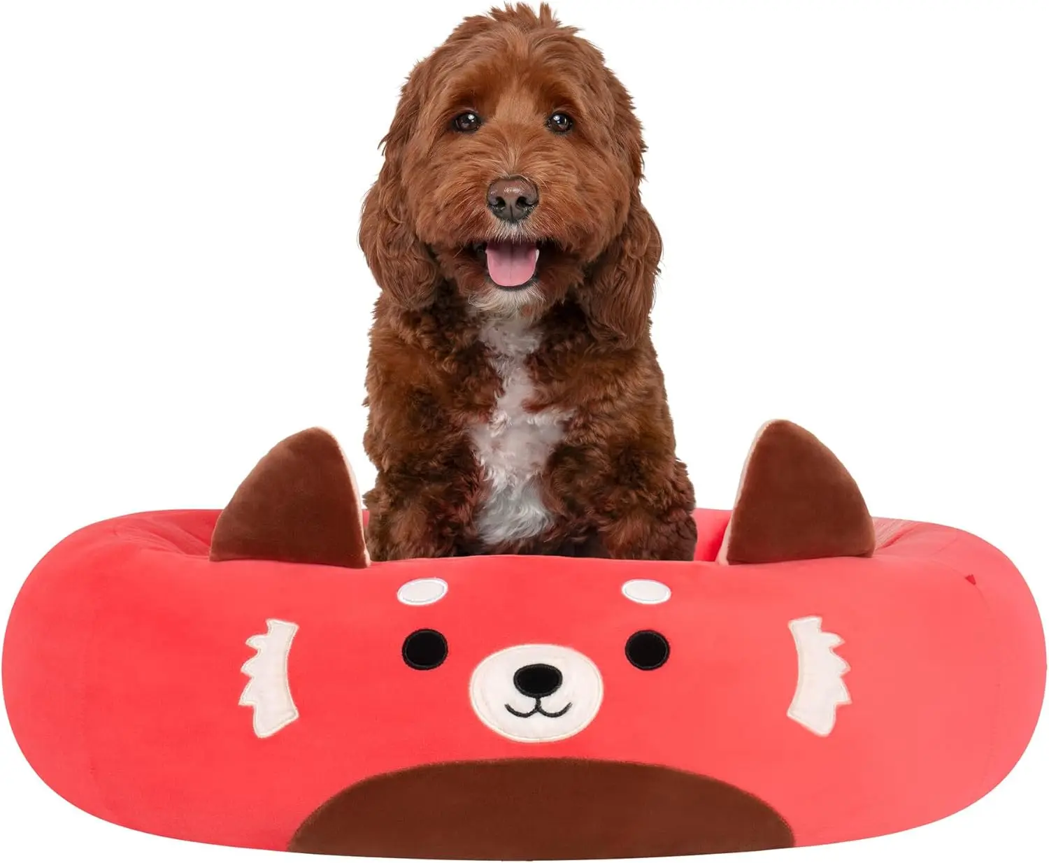 

30-Inch Red Panda Plush Pet Bed for Dogs and Cats - Ultrasoft Large Pet Bed with Non-Skid Bottom