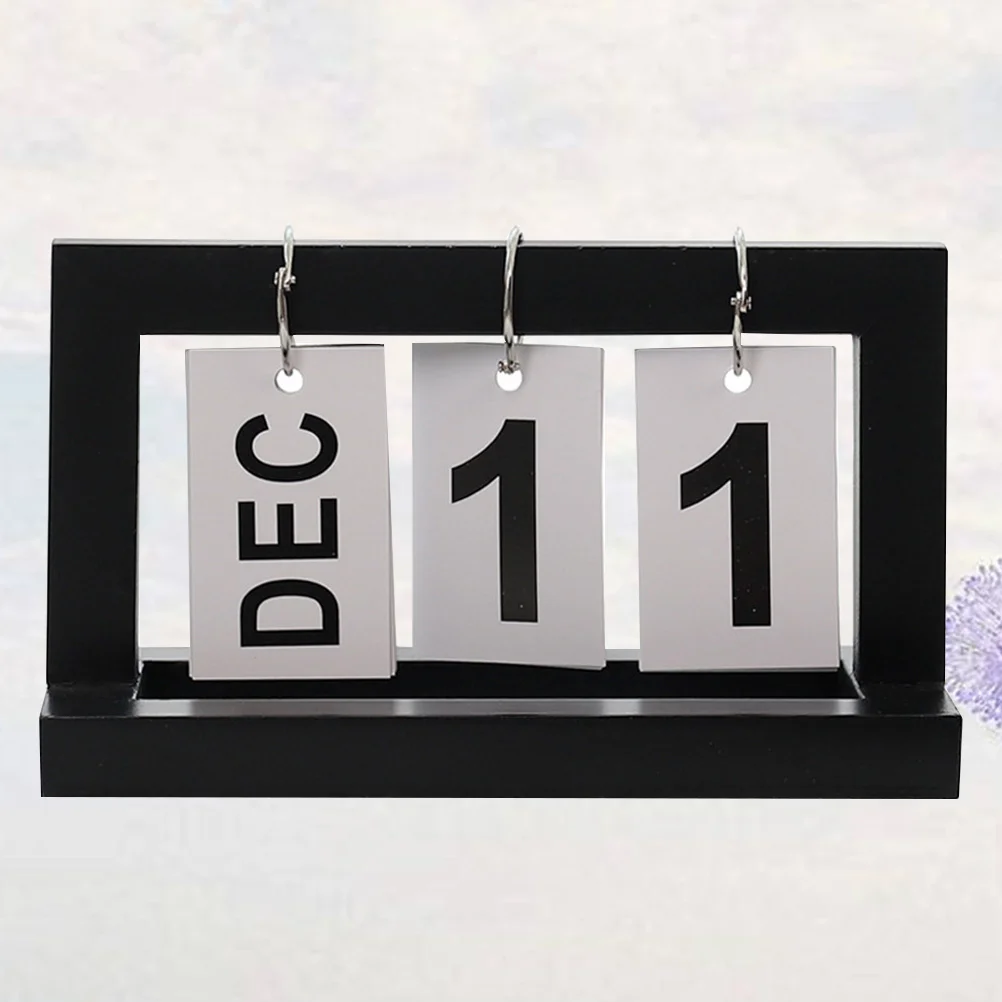 

Wooden Page Turning Calendar Black Creative Desk Decor For Home Office Wooden Bracket Calendar Printing Products