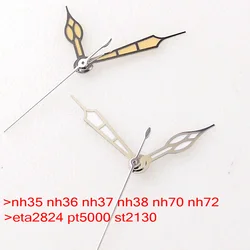 Yellow Watch Hand for NH35 NH36 7S36 7S25 7S35 6R15 4R15 4R35 ETA2824 PT5000 ST2130 Silver Edge Needle for S Diver Watch Mod