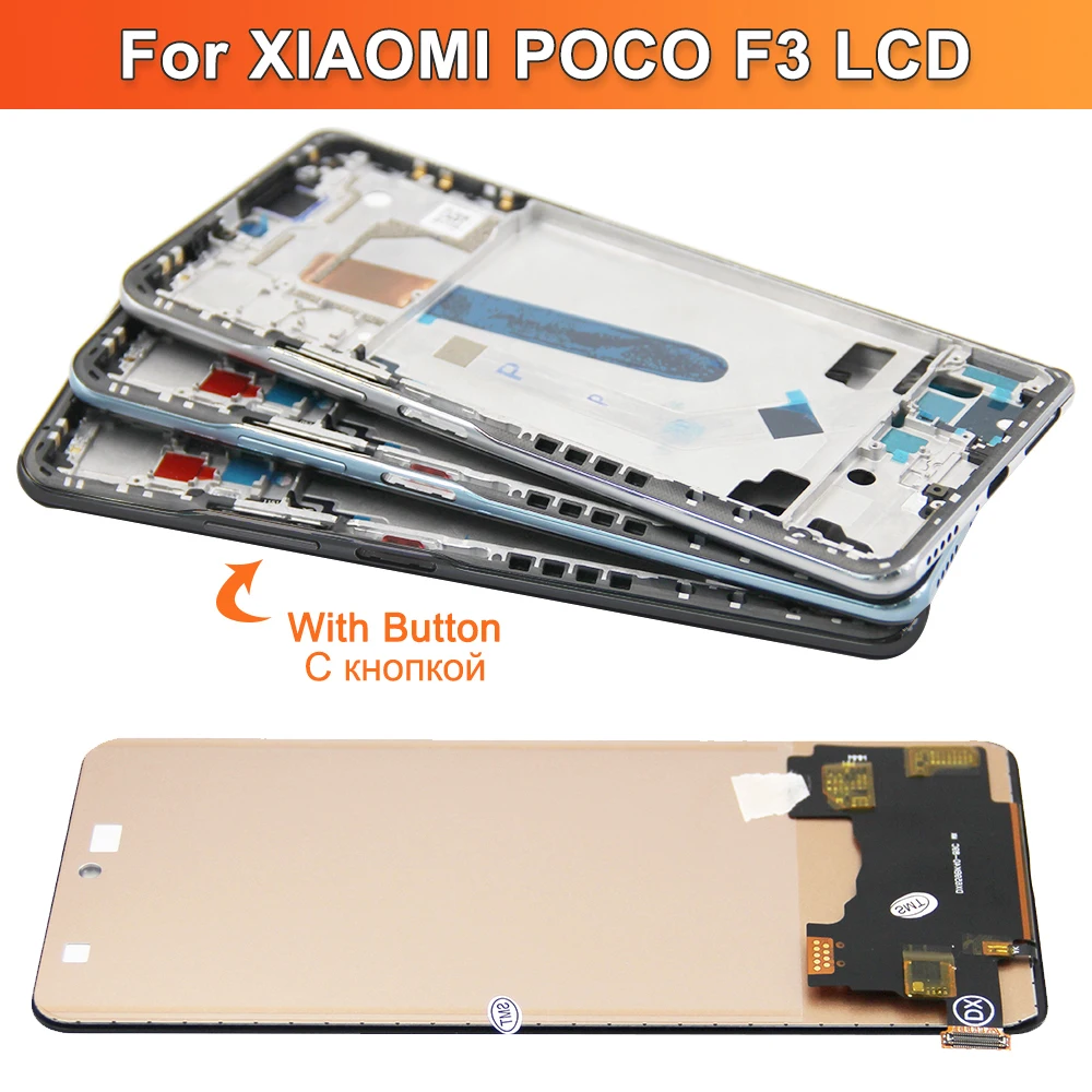 TFT Poco F3 Display Screen, for Xiaomi Poco F3 M2012K11AG LCD Display Touch Screen Digitizer with Frame Replacement 100% Tested