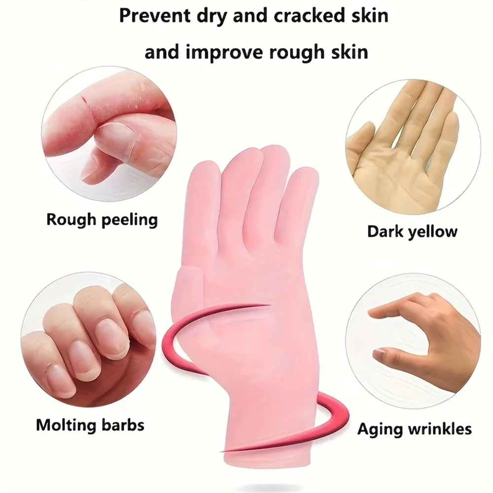 2 pcs of silicone moisturizing gloves beauty cover exfoliating whitening hands to prevent dryness moisturizing hand care tools