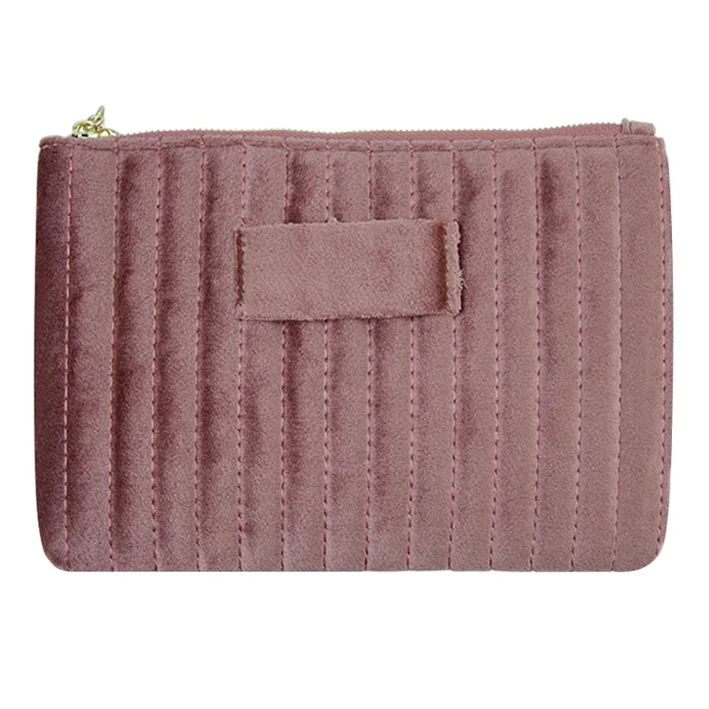 5pcs Makeup Bags Women Velvet Plain Square Large Capacity Sweet Protable Cosmetic Bag Mix Color