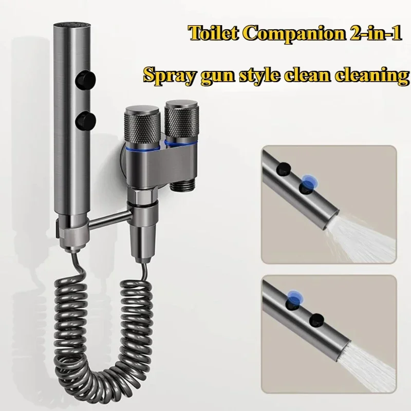 

Интерфейс G1/2, ручной смеситель для унитаза, биде, пистолет-распылитель из нержавеющей стали, двойная кнопка, спрей для биде, бытовые аксессуары для ванной комнаты