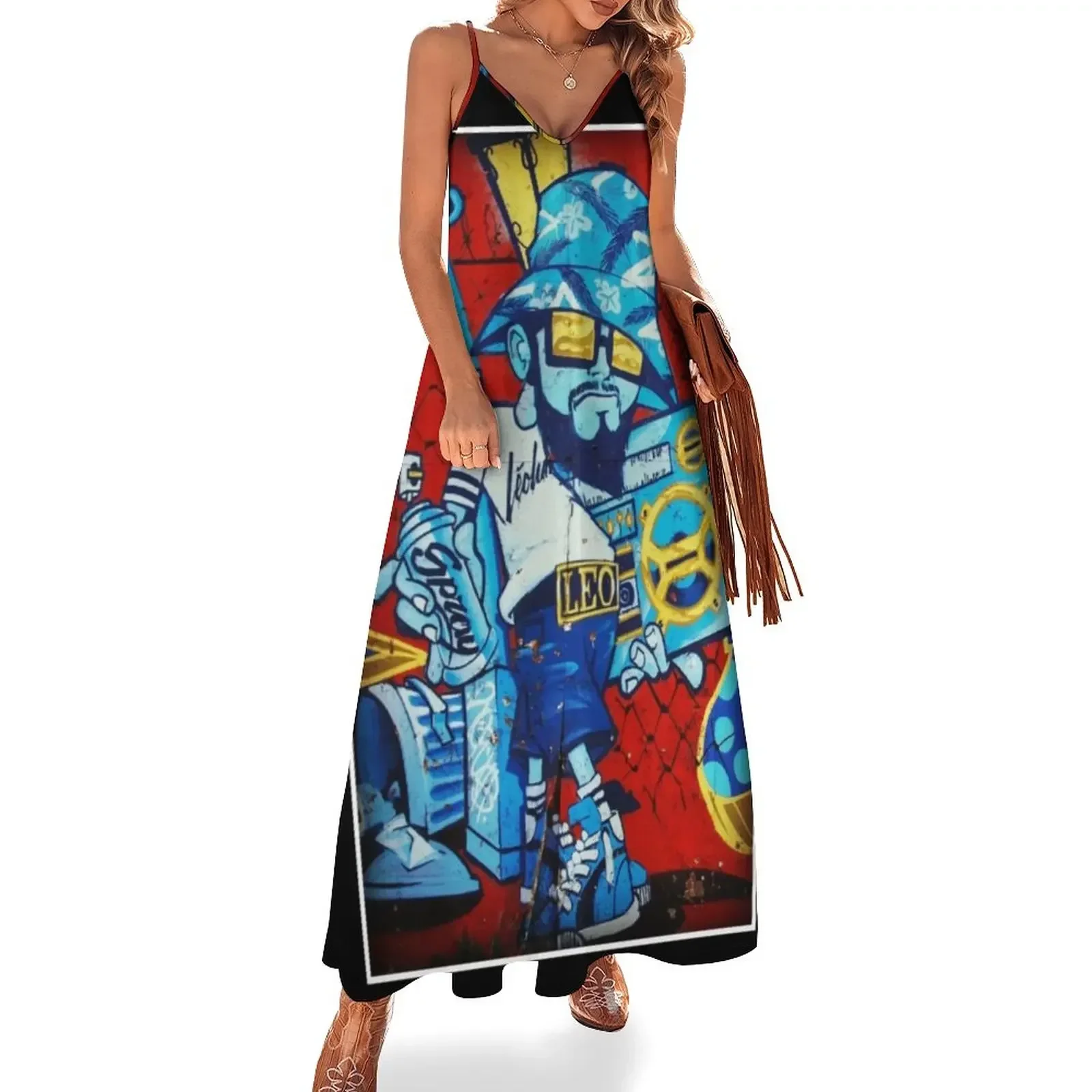 

Old School Graffiti 80's Style B-Boy Sleeveless Dress Long dress women long dresses dress women summer 2024