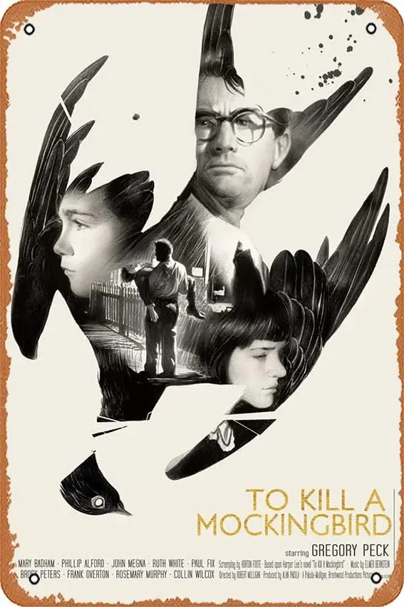 Muecddoa Movie Poster Retro Tin Sign To Kill a Mockingbird Movie Poster Art Classic Film Television Posters Man Cave Gift Wall A