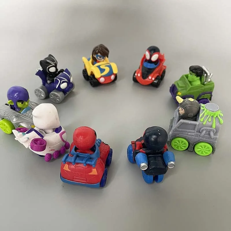 Spider Man Spidey And His Amazing Friends Action Figure Anime Avengers Scooter Car Iron Man Captain America Doll Hand Model Toy