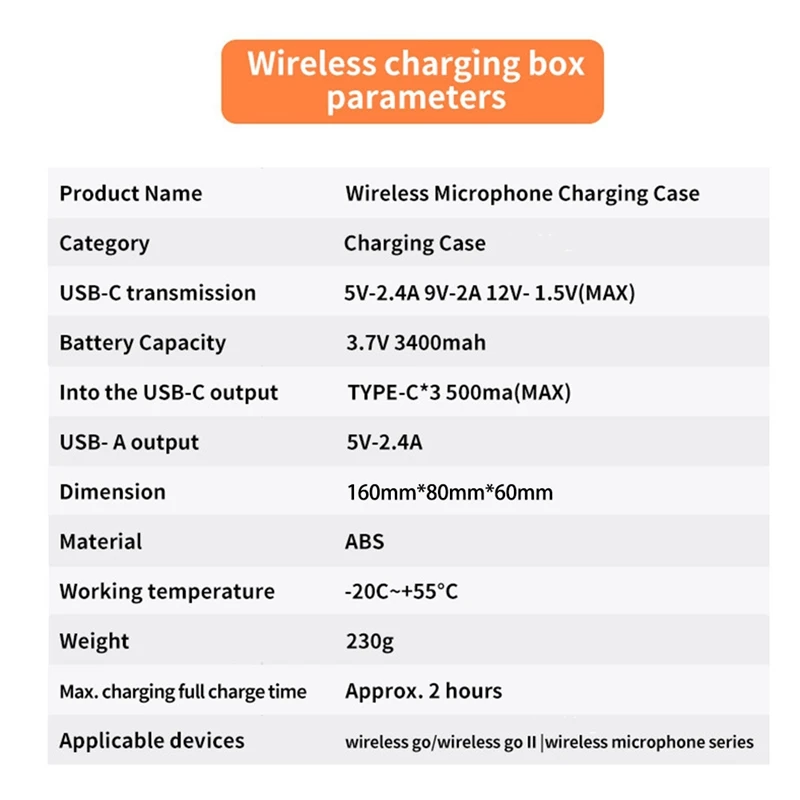 Wireless Charging Case Box For Rode Wireless GO I II Mic With 3400Mah Built-In Battery Portable Fast Charging Case Box