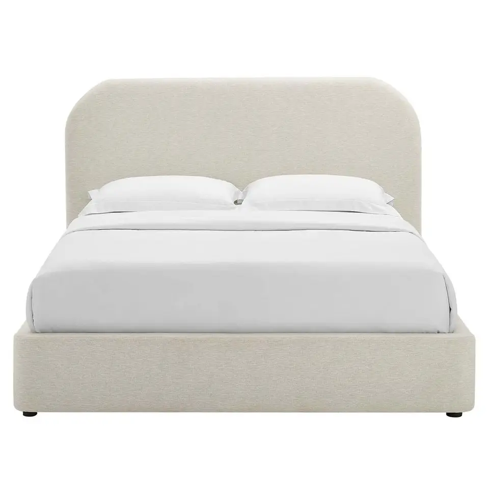 Keynote Modern King Size Bed Frame with Curved Headboard
