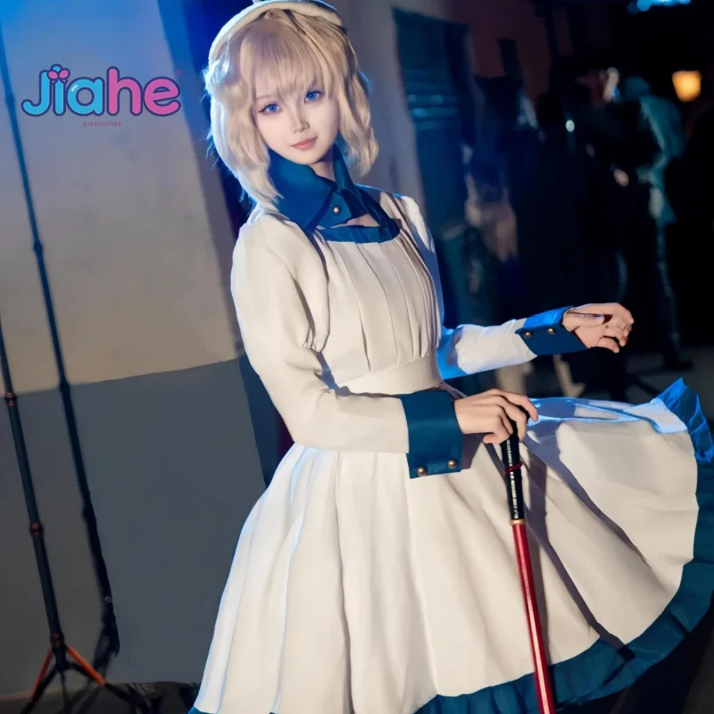 في/الطبيق أنيمي Iwanaga Kotoko تأثيري حلي حفلة الهالوين المرأة الحلو فستان أبيض قبعة اكسسوارات الدعائم موحدة مجموعة S-XXL