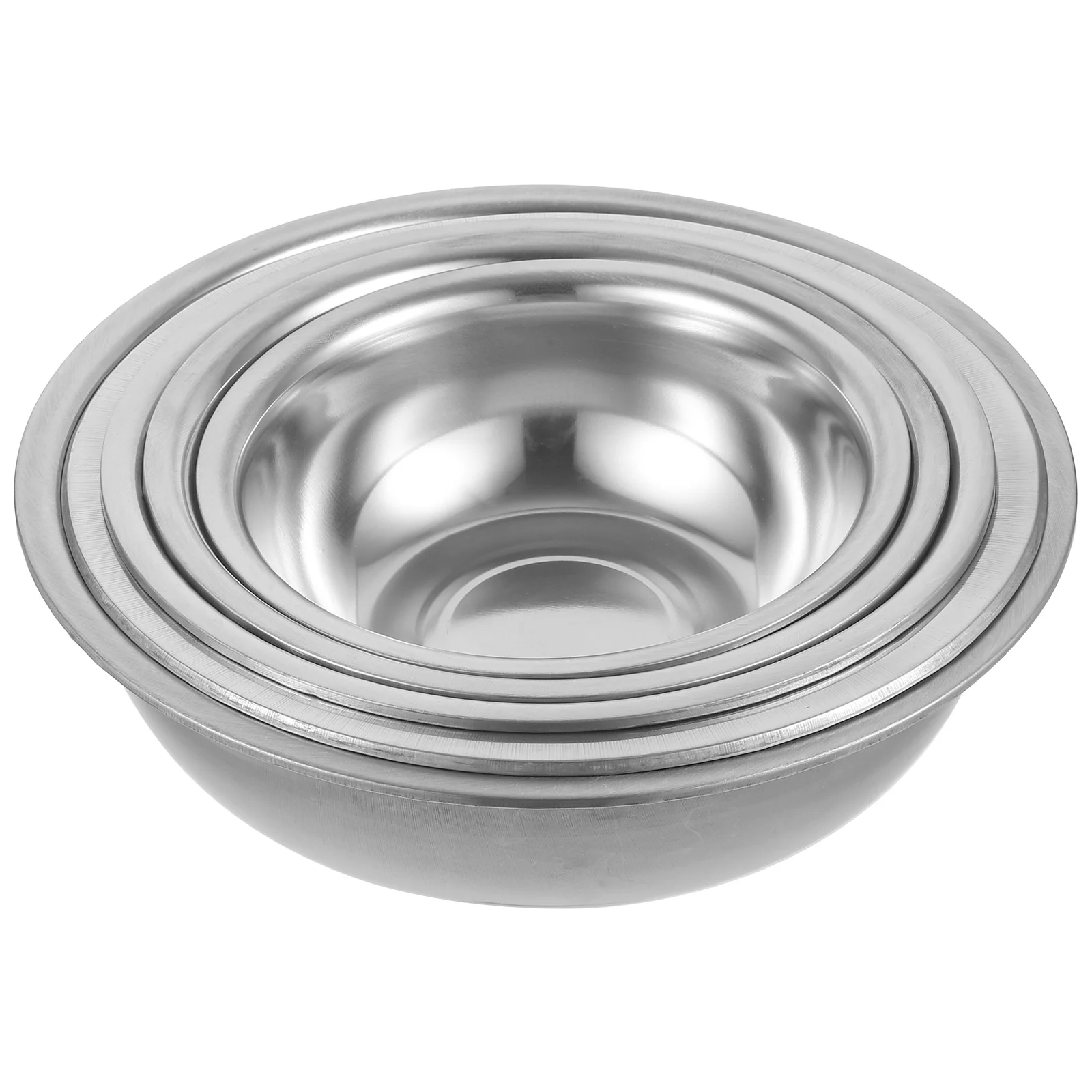 

5pcs Stainless Steel Vegetable Washing Basin Rice Washing Sieve Drain Design Stackable Kitchen Strainer Bowl Metal Draining