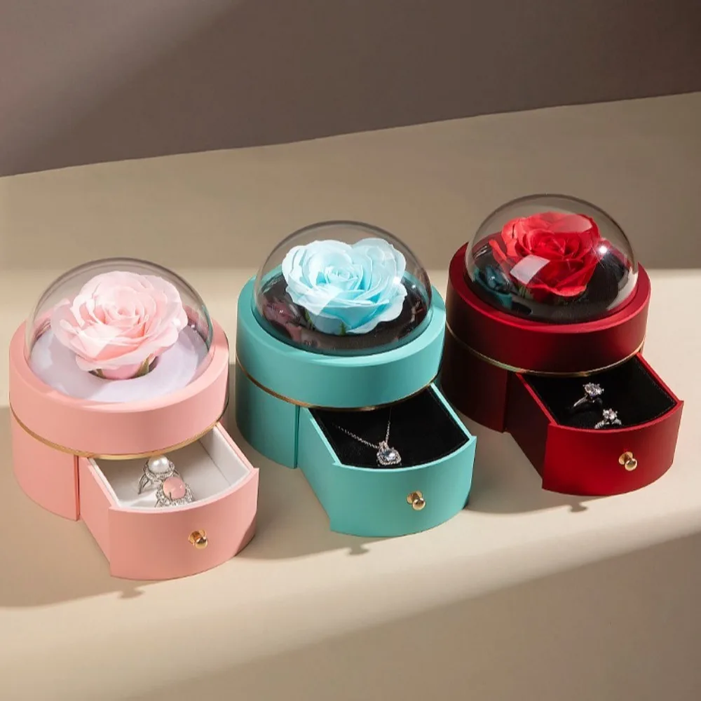 الوردة الأبدية المغناطيسي القوس صندوق مجوهرات صندوق هدايا صندوق تخزين المجوهرات البنصر صندوق خاتم الخطوبة الغبار