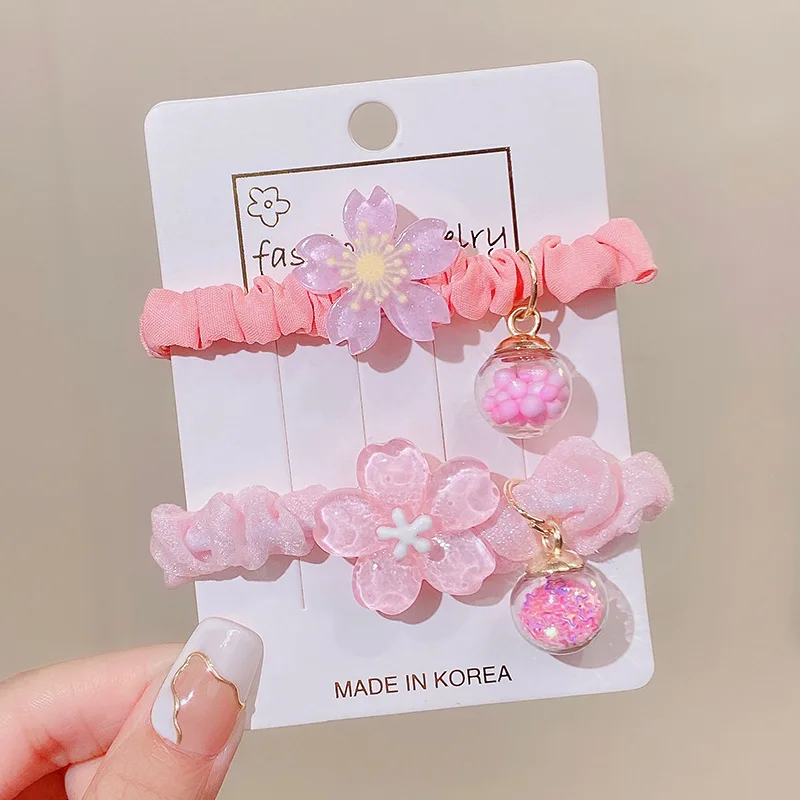 Cute Jelly Color Flower Hair Rope For Kids Soft Wavy Rubber Bands Circle Ponytail Scrunchies Headress Hair Accessories