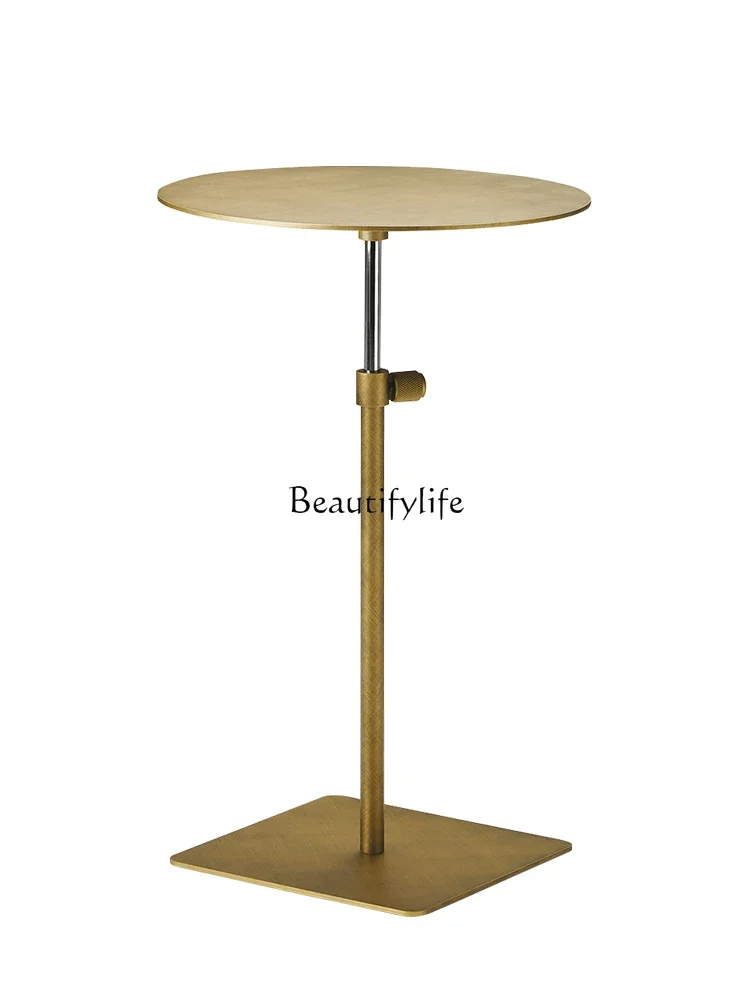 Light luxury liftable small stainless steel metal round table