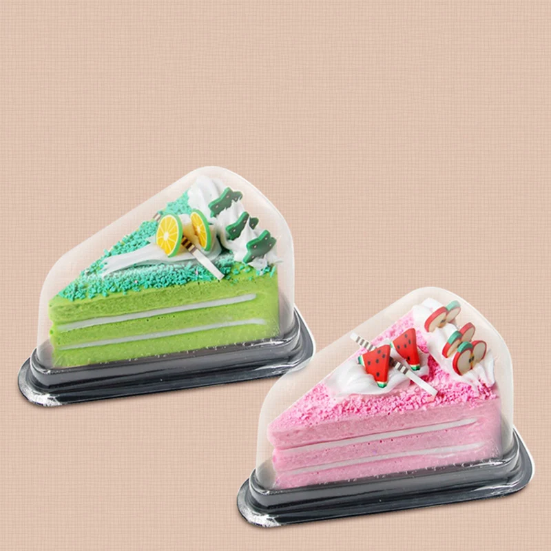 100pcs Clear Cake Box Plastic Melaleuca Cheese cake Sandwich Container Wedding Party Favors Candy Boxes Holder Display Stand