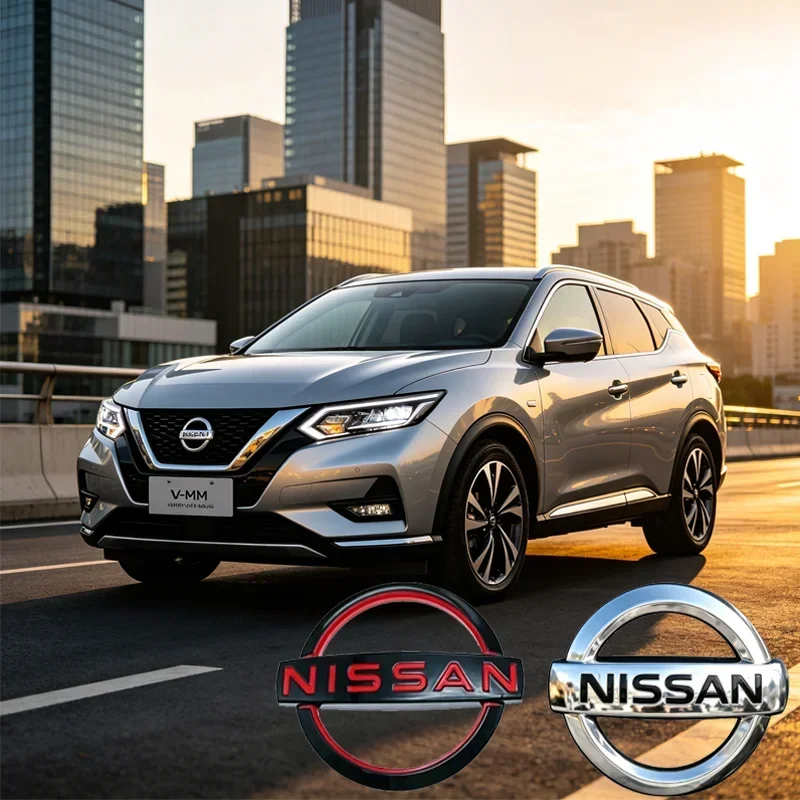 ABS Auto Frontgrill Heckklappe Emblem Aufkleber für Nissan Qashqai J11 X-Trail Kicks Navara Juke Sylphy Altima Elgrand Leaf Micra – Detail 1