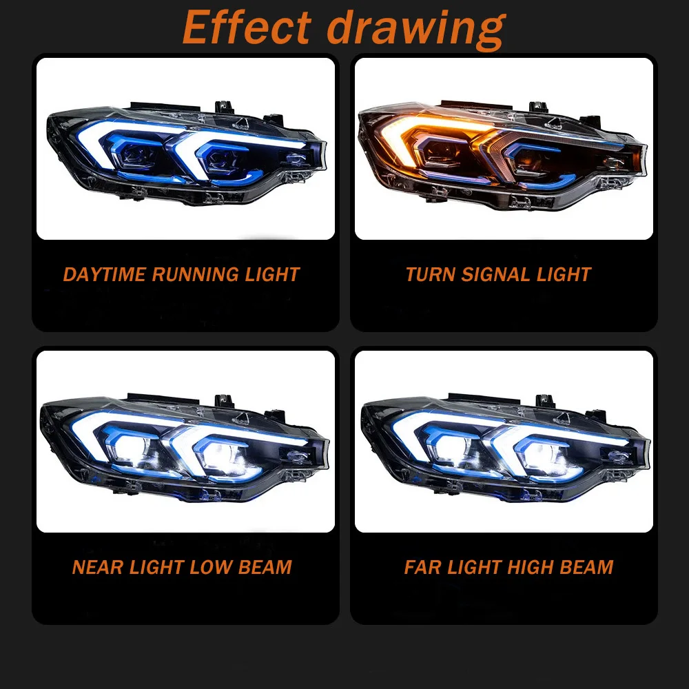 

New Car Lights for3 Series F30 F31 F35 2012-2018 Ikon Style DRL Switching Angel Eye 6000K Automotive Accessories