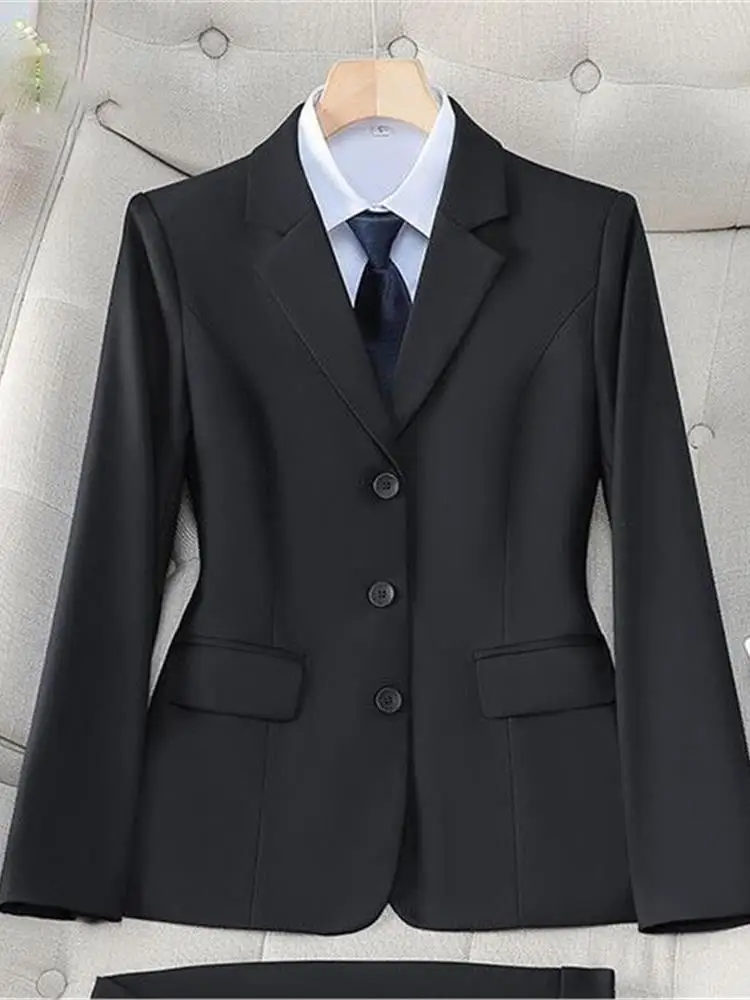 

Profional Tee-Button Women's Suit for Job Interviews And Work in Hotels ort Sle Long Sve Chinese Brand Office Wear