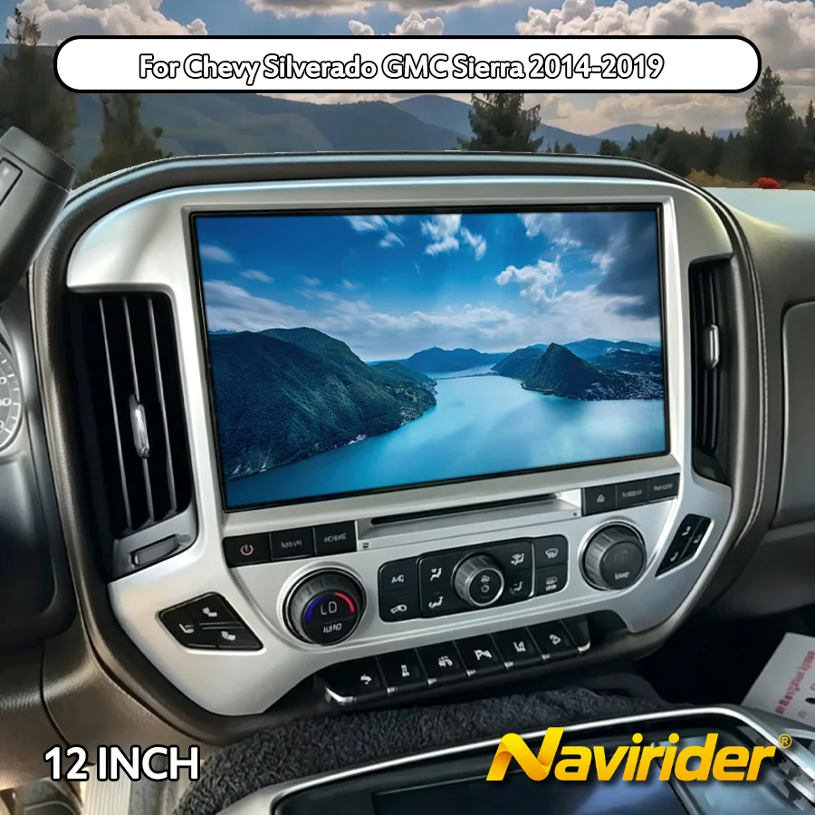 12 Inch Dual System Multimedia Video Player For Chevrolet Silverado GMC Sierra 2014-2019 Android15 Touch Screen Wireless Carplay