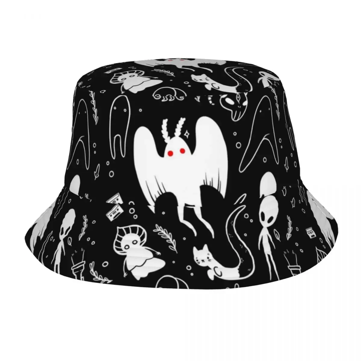 Unisex Bucket Hat Mothman Cryptids Travel Headwear UV Protection Outdoor Sport Fishing Hats Bob Hat Dropshipping