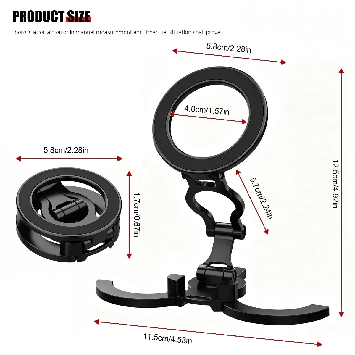 2026 Magnetic Phone Holder Portable Strong Magnet Foldable Anti-Slip Mobile Bracket With Double-Ring And Hook For iPhone 17 16