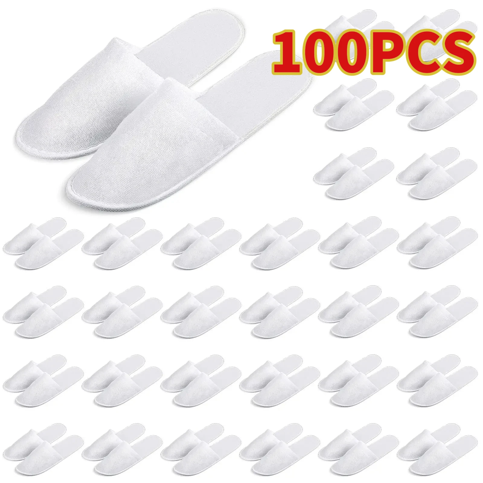 100Pairs Disposable Slippers Cotton of Closed-to Bathroom Slippers Suitable Suitable Home Guest Hospitality Shoes Cheap SPA