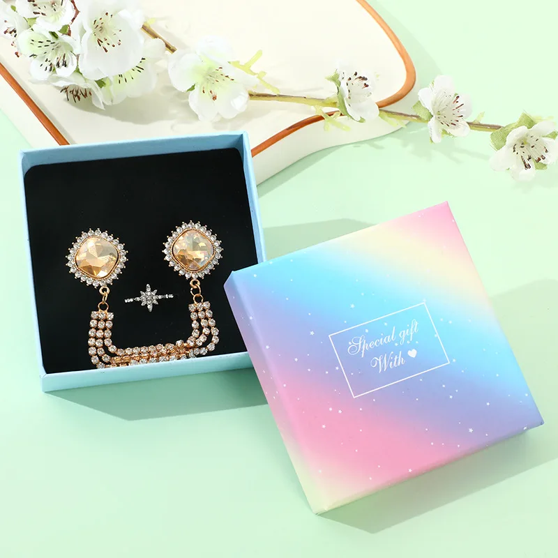 Customized. Jewelry Box Rings Ear Studs Packaging Box Ornament Storage Box Hand Tiandigai Gradient Color Box