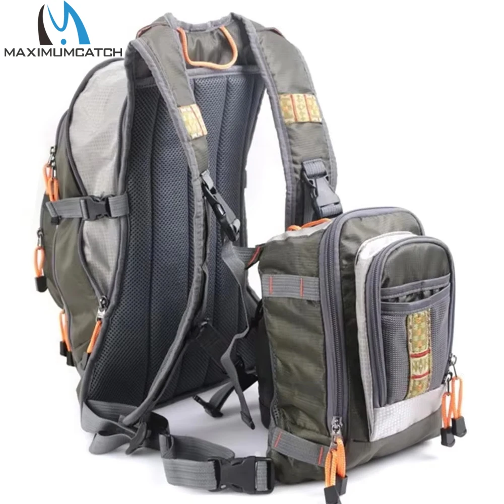 MAXCATCH DUO حقيبة الصيد يطير الصيد على ظهره الصدر حزمة معالجة تخزين الصيد في الهواء الطلق با