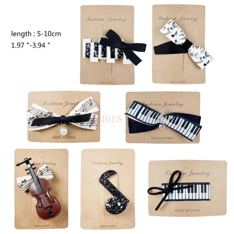 C9GB Grampos cabelo Violino Nota Musical Grampo cabelo para meninas Headwear Barrettes