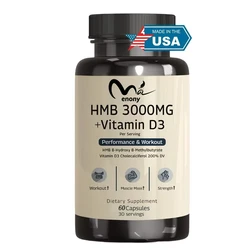 HMB 3000 mg and Vitamin D3 60 capsules promote muscle growth and recovery Relieve muscle loss - HMB supplement Non GMO
