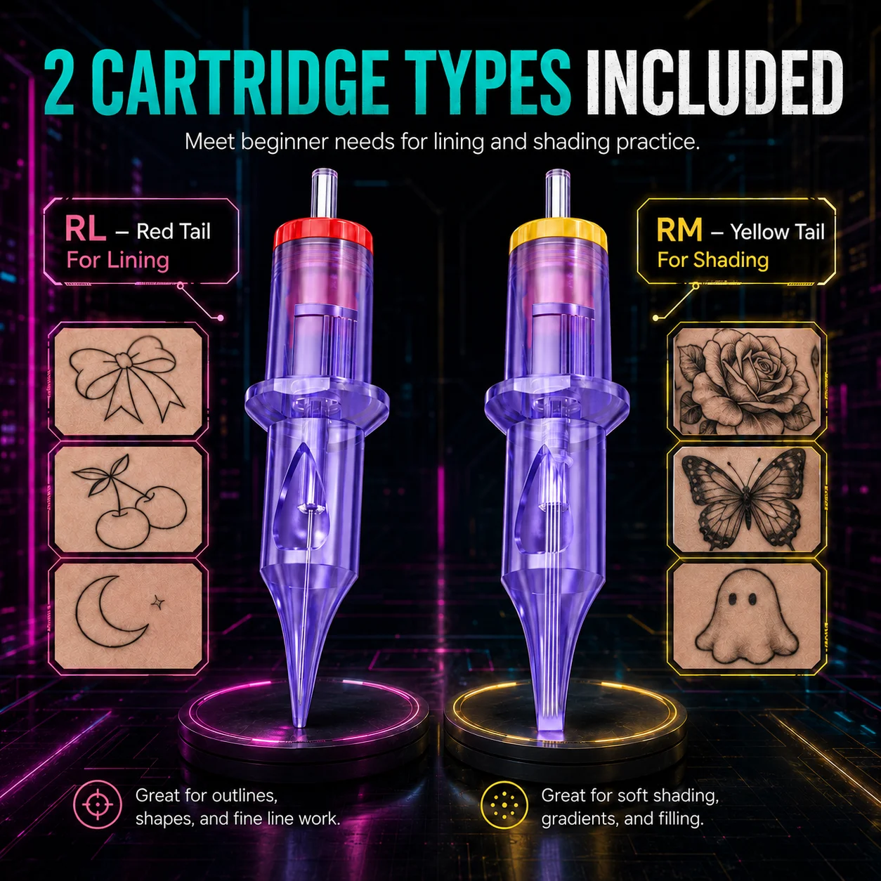 SAMONAY Tattoo Pen Machine Kit Complete Wireless Rotary Tattoo System with LCD Display, Cartridge Needles, Colored Tattoo Ink Set, Extra Black Ink, Practice Supplies and Accessories for Beginners and Professional Tattoo Artists