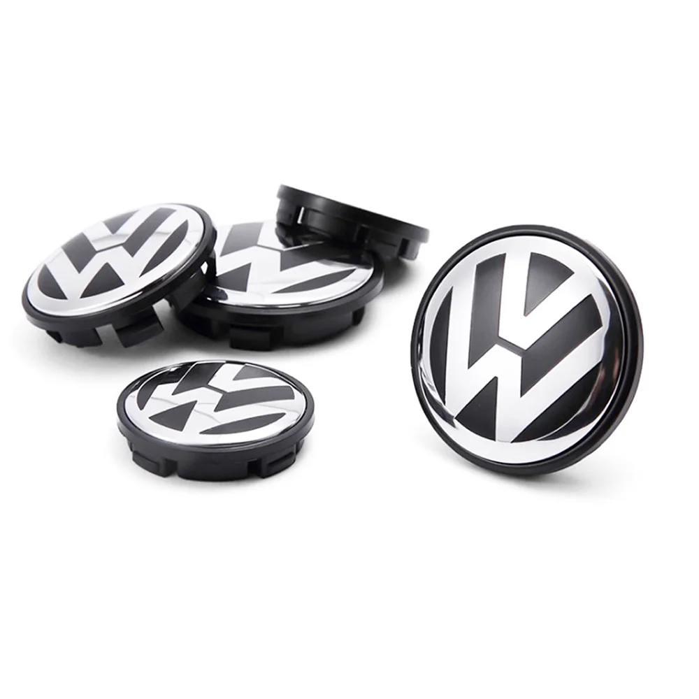 4Pcs ABS Black Silver 56mm 60mm 65mm 68mm 70mm 76mm Car Wheel Center Hub Cap Rim Sticker 3D Emblem Styling For Volkswagen VW