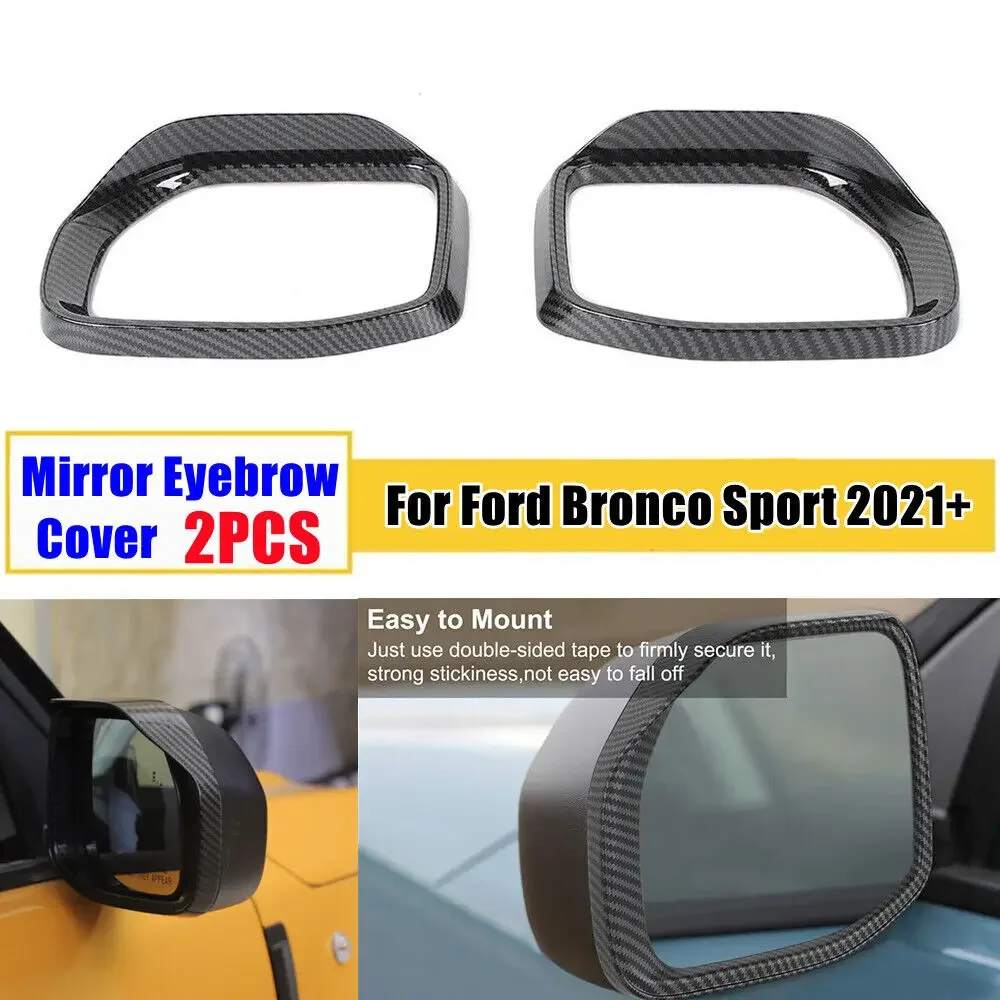 

For Ford Bronco Sport 2021-2024 Black Car Rearview Side Mirror Rain Eyebrow Shield Cover Frame Sticker Protector Exterior Part