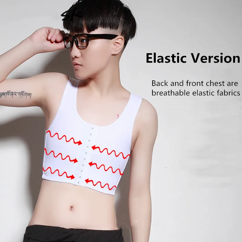 Breast Binder Vest Female Les Lesbian Trans Slim Corset Front Button Cropped Corset Undershirt Flatten Chest Zipper Short Tops