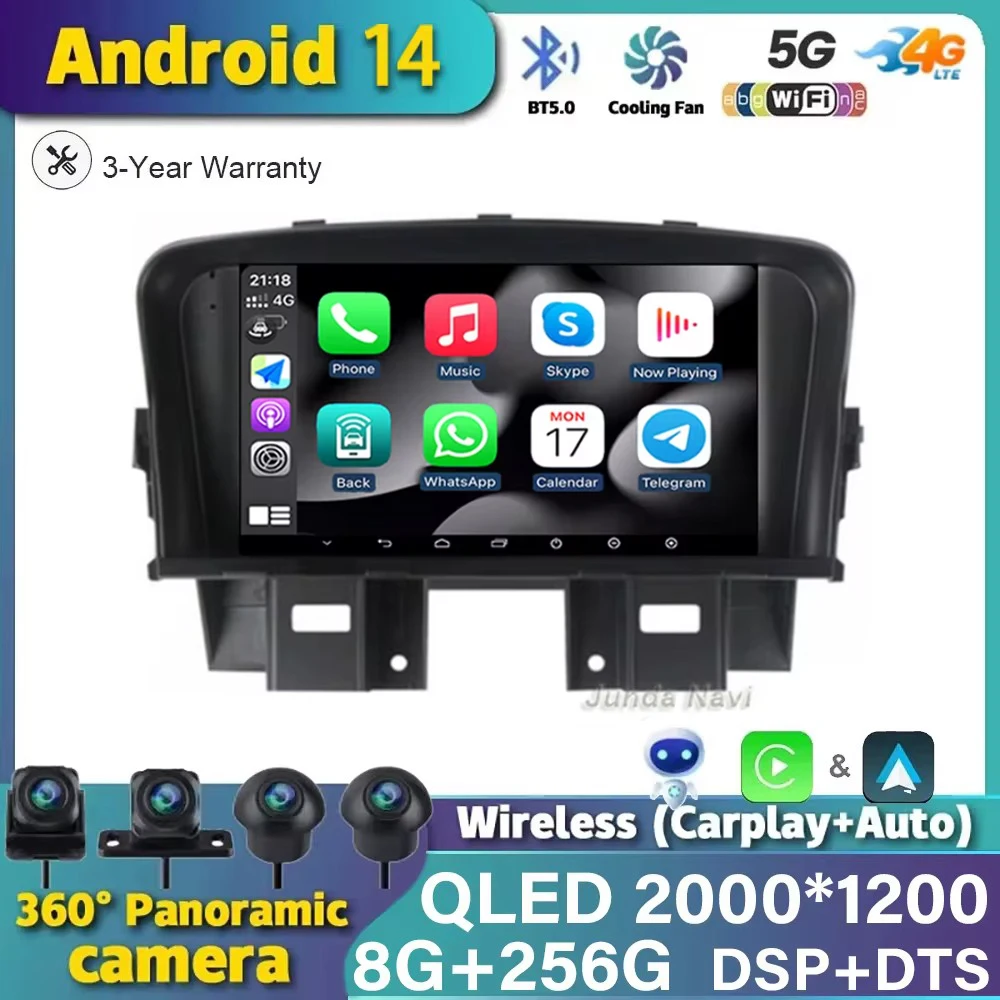 

7 Inch Android 14 Car For Chevrolet Cruze 2008-2014 Multimedia Car Radio Video Player Navigation GPS 4G Carplay Head Unit Stereo