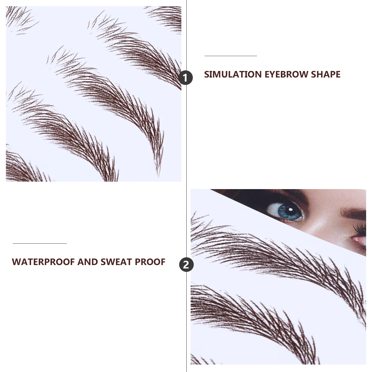 

4 Pcs Imitation Eyebrow 6D Hair-Like Eyebrows Stickers Trimming Artificial Fake Water Transfer Paper