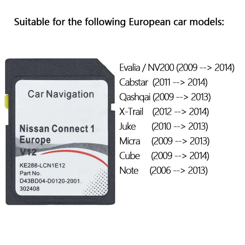 16GB SD Card for Car GPS Navigation 2022 Europe Connect 1 V12 with Europe Map - 24 Hour Shipping