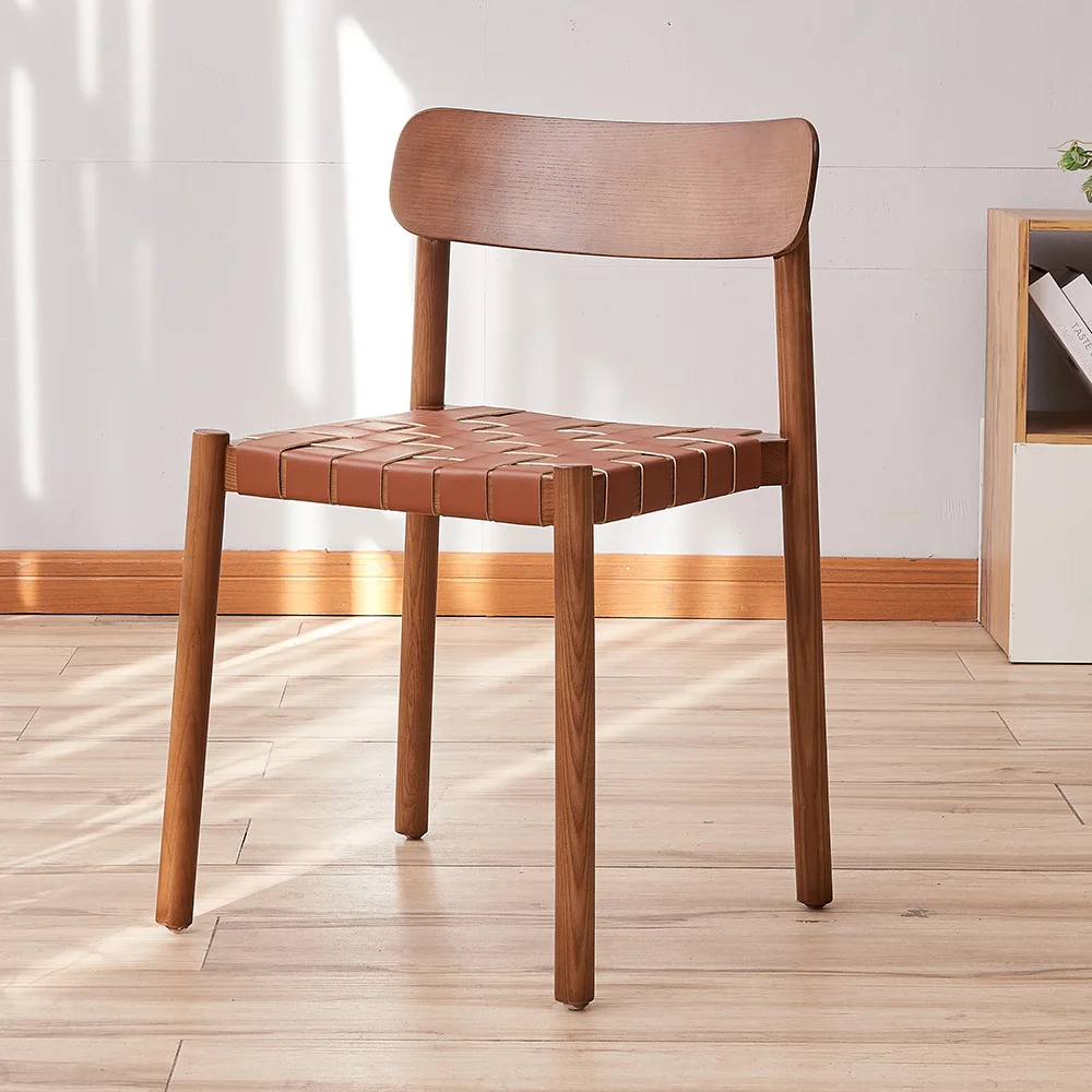 

Nordic designer dining chair solid wood coffee chair wabibackrest medieval simple home ins leisure chair