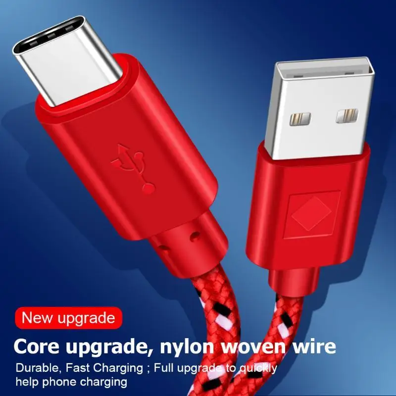 Nylon Braided USB C Cable 1M Fast Charging Sync Data Type C Cord for Outdoor Travel Mobile Phone Charging